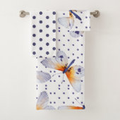 Farbige Schmetterlinge und Punkte Badhandtuch Set (Insitu)