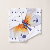 Farbige Schmetterlinge und Punkte Badhandtuch Set (Waschlappen)