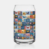 Farbige Schmetterlinge Und Wildblumen Patchwork Dosenglas (Vorderseite)