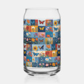 Farbige Schmetterlinge Und Wildblumen Patchwork Dosenglas (Rückseite)