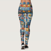 Farbige Schmetterlinge und Wildblumen Patchwork Leggings (Rückseite)