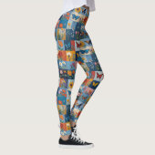 Farbige Schmetterlinge und Wildblumen Patchwork Leggings (Rechts)