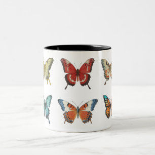 Farbige Schmetterlinge Zweifarben-Kaffeetasse Zweifarbige Tasse