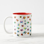 Farbige Schmetterlinge Zweifarbige Tasse (Links)