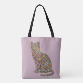 Farbige Schmetterlings-Katzenliebhaber-Silhouetten Tasche (Rückseite)