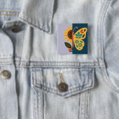 Farbige Schmetterlingsdekoration mit floralen Elem Button (Beispiel)