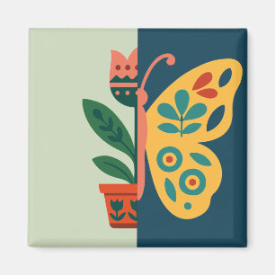 Farbige Schmetterlingsdekoration mit floralen Elem Magnet
