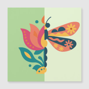 Farbige Schmetterlingsdekoration mit floralen Elem Magnetkarte