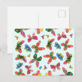 Farbige Schmetterlingsgarten-Postkarte Postkarte
