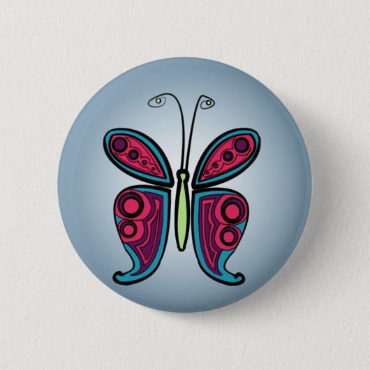 Farbige Schmetterlingsillustration Button (Vorderseite)