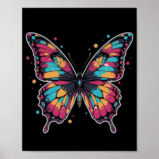 Farbige Schmetterlingsillustration Poster (Vorne)