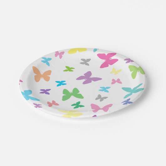 Farbige Schmetterlingskunst Pappteller (Schrägansicht)