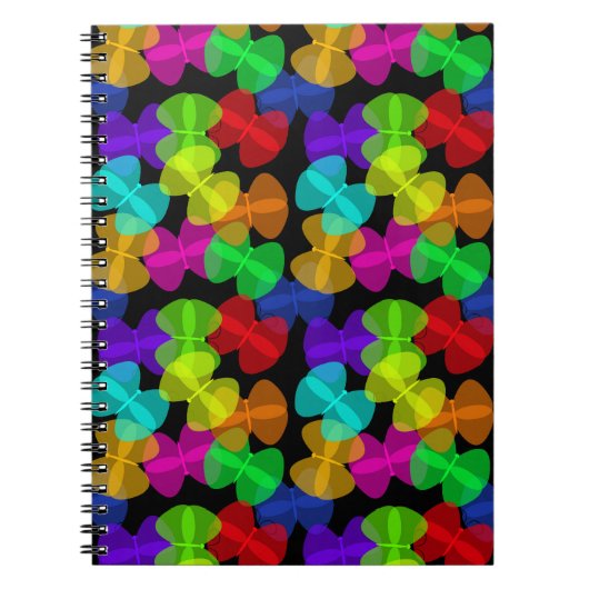 Farbige Schmetterlingsmuster auf schwarzem Hinterg Notizblock (Vorderseite)
