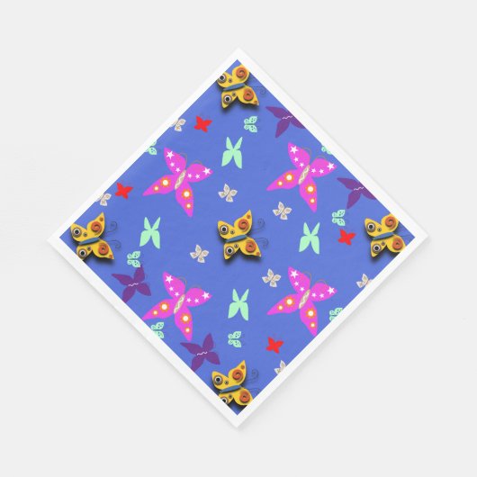Farbige Schmetterlingspapier-Teller Serviette (Ecke)