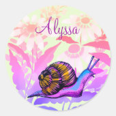 farbige Schnecke Runder Aufkleber (Vorderseite)