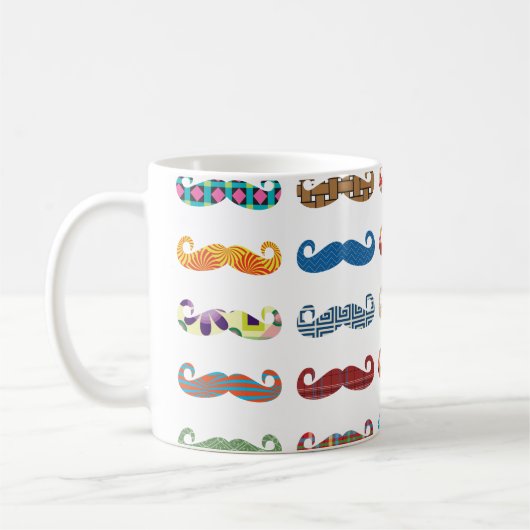 Farbige Schnurrbärte Kaffeetasse (Links)