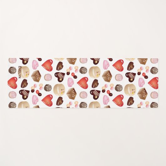 Farbige Schokolade Candy Heart Pattern Yogamatte (Vorderseite (Horizontal))