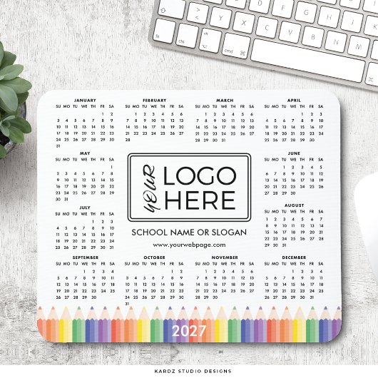 Farbige Schul-Logo 2027 Kalender-Mauspad Mousepad