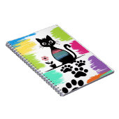 Farbige Schwarz-Cat-Notebook-Niedliche Paw Print D Notizblock (Rechte Seite)