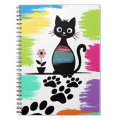 Farbige Schwarz-Cat-Notebook-Niedliche Paw Print D Notizblock (Vorderseite)