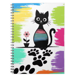 Farbige Schwarz-Cat-Notebook-Niedliche Paw Print D Notizblock