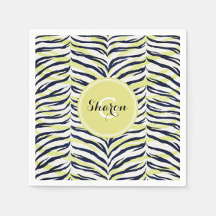 Farbige, schwarz-gelbe Zebra-Aufschrift Serviette