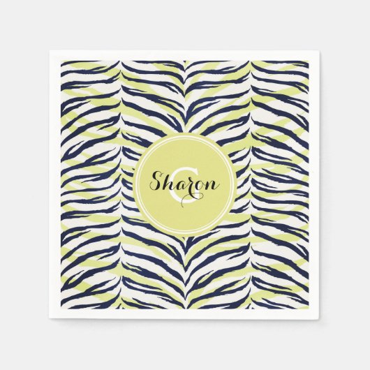 Farbige, schwarz-gelbe Zebra-Aufschrift Serviette (Vorderseite)