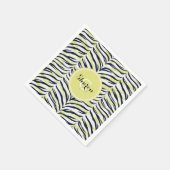Farbige, schwarz-gelbe Zebra-Aufschrift Serviette (Ecke)
