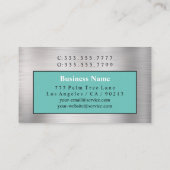 Farbige Schwarz/Weiß-Monogramm, Name, Schwarz-Silb Visitenkarte (Rückseite)