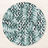Farbige schwarz-weiße Zickzack-Blattgestaltung Runder Pappuntersetzer (Vorderseite)