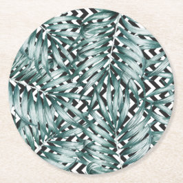Farbige schwarz-weiße Zickzack-Blattgestaltung Runder Pappuntersetzer