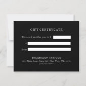 Farbige schwarze Geschäftsgeschenkgutschein (Rückseite)