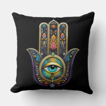 Farbige schwarze Gold Hamsa mit Türkis drittem Aug