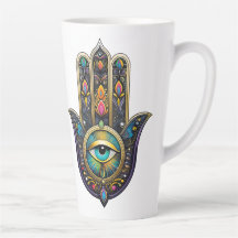 Farbige schwarze Gold Hamsa mit Türkis drittem Aug
