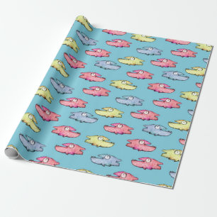 Farbige schwimmende glückliche Fische Geschenkpapier