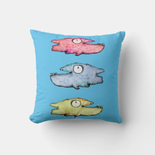Farbige schwimmende glückliche Fische Kissen