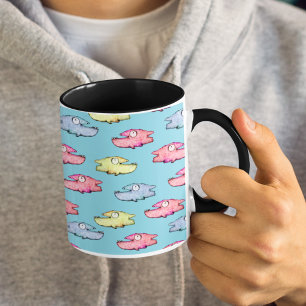 Farbige schwimmende glückliche Fische Zweifarbige Tasse