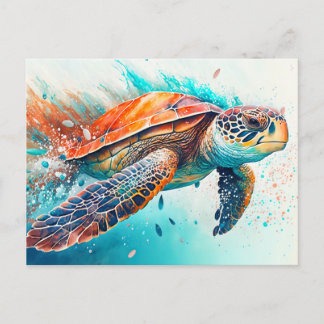 Farbige schwimmende Meeresschildkröte Alles Gute z Postkarte