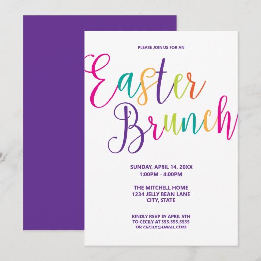 Farbige Script Typografie Osterfeier Einladung (Vorne/Hinten)