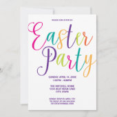 Farbige Script Typografie OsterParty Einladung (Vorderseite)