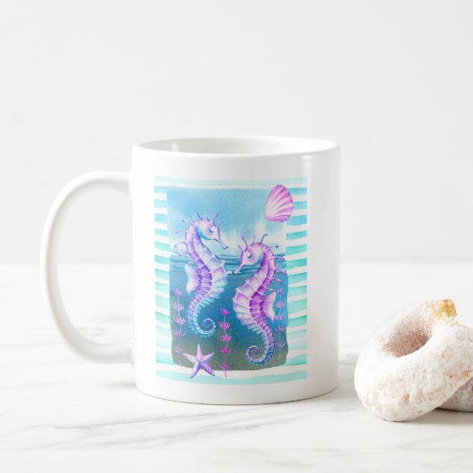 Farbige Seepferde Kaffee Tasse (Mit Donut)