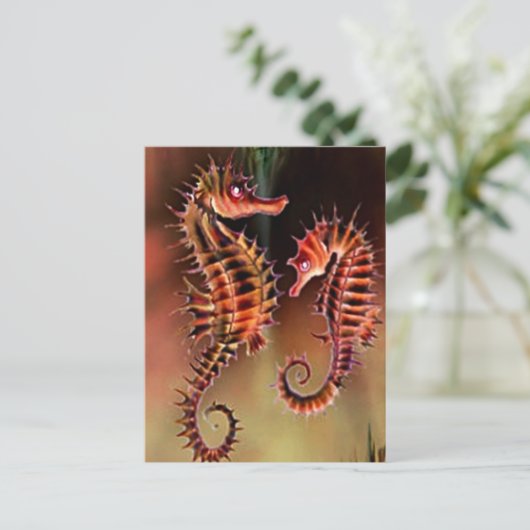 Farbige Seepferde Postkarte (Stehend Vorderseite)
