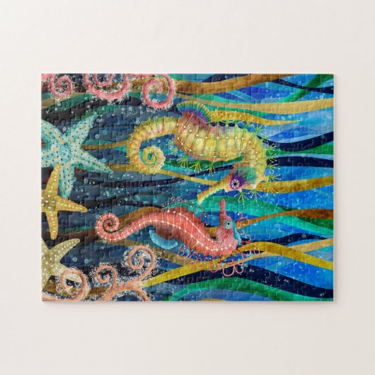 Farbige Seepferde Puzzle (Horizontal)