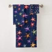 Farbige Seestern, Starfish Badezimmer Handtuchhand Badhandtuch Set (Insitu)