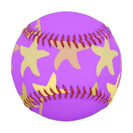Farbige Seesterne auf lila Baseball (Rückseite)