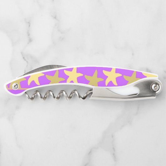 Farbige Seesterne auf lila Kellnermesser (Rückseite)