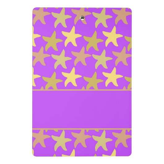 Farbige Seesterne auf lila Mini Klemmbrett (Rückseite)