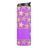 Farbige Seesterne auf lila Thermosbecher (Nach links gedreht)