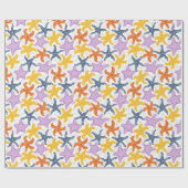 Farbige Seesterne auf Weiß Geschenkpapier (Flach)