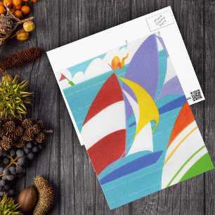 Farbige Segelboote Postkarte